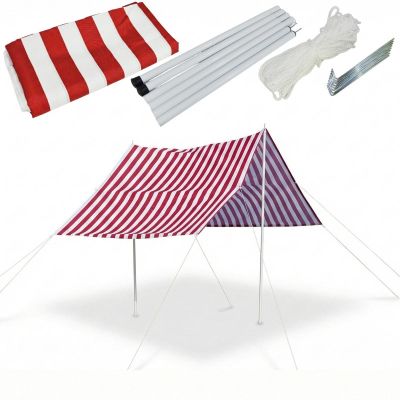 7. TENT ROOF SUN SAIL WITH POLES 3X1.7M RED