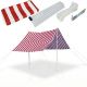 7. TENT ROOF SUN SAIL WITH POLES 3X1.7M RED