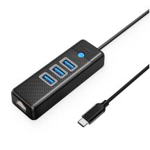 Orico PW3UR25-C3 USB Hub 4-Port 3x USB-A 3.0 1x RJ45 2.5G Ethernet 1.8m - Black