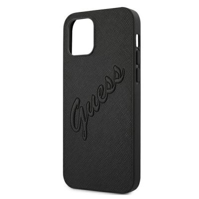 6. Guess Saffiano Vintage Script Case for iPhone 12 Pro Max 6.7" - Black