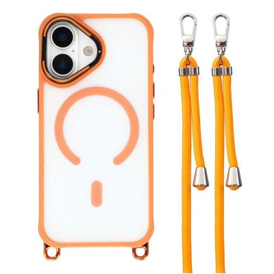 iPhone 17 Case with Adjustable Crossbody Lanyard and MagSafe Compatible Camera Frame as a Stand - Orange