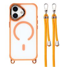 iPhone 17 Case with Adjustable Crossbody Lanyard and MagSafe Compatible Camera Frame as a Stand - Orange