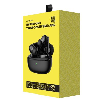 5. HATOR Hyperpunk Truepods Hybrid ANC True Wireless Stereo (TWS) In-Ear Bluetooth Calls/Music Headset Black