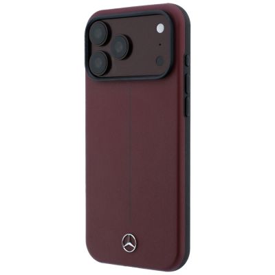 2. Mercedes Leather Semi Wrap Iconic Line MagSafe case for iPhone 18 Pro Max / 17 Pro Max - burgundy