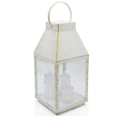 ADVENT LANTERN RORATY LED LANTERN 35CM 3 CANDLES WHITE