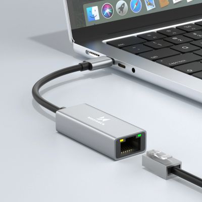 3. Wozinsky WAU-45C Ethernet Network Adapter LAN Gigabit RJ45 1000 Mb/s USB-C - Gray