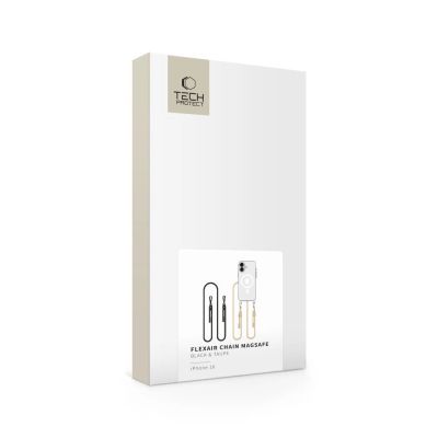 4. Tech-Protect FlexAir Chain MagSafe iPhone 16 Case - Clear + 2 Lanyards (Black & Taupe)