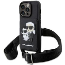 Karl Lagerfeld Crossbody Saffiano Karl & Choupette Case for iPhone 14 Pro - Black