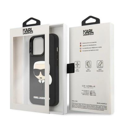 8. Karl Lagerfeld KLHCP14LKH3DBK iPhone 14 Pro 6.1 "black / black hardcase 3D Rubber Karl`s Head