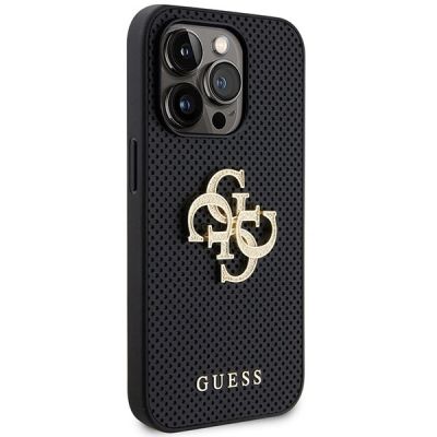 4. Guess Leather Perforated 4G Glitter Logo Case for iPhone 15 Pro - Black