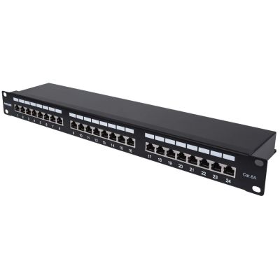 INTELLINET 24-Port Cat6a Patchpanel FTP 1HE black