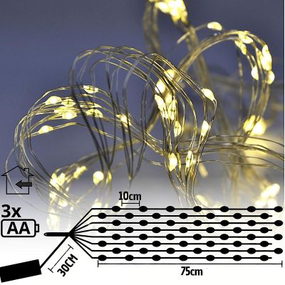 3. BATTERY-OPERATED WIRE LAMPS CASCADE 80 LED WARM WHITE TIMER
