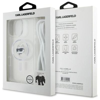 7. Karl Lagerfeld IML Choupette Head & Cord Magsafe iPhone 16 Pro Case - Clear