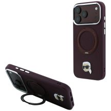 Karl Lagerfeld with Ring Stand 360 Karl Head Pin MagSafe case for iPhone 18 Pro / 17 Pro - burgundy