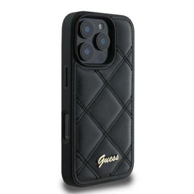 4. Guess Quilted Metal Logo iPhone 16 Pro Case - Black