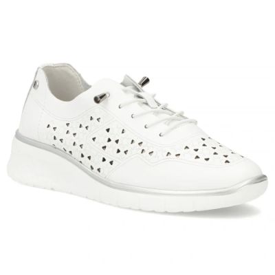 Women's leather openwork shoes, white Filippo DP6714