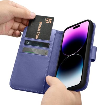16. iCarer Wallet Case 2in1 Cover iPhone 14 Pro Anti-RFID Leather Flip Case Light Purple (WMI14220726-LP)