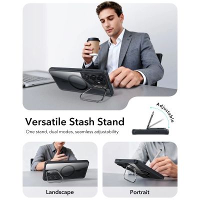 3. ESR Classic Hybrid Kickstand MagSafe Case for Samsung Galaxy S26 Ultra - Clear Black