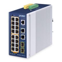 PLANET IP30 Industrial L2/L4 16-Port Managed L2/L4 Gigabit Ethernet (10/100/1000) PoE Support Aluminum, Blue