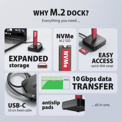 3. Axagon ADSA-M2C11L Hard Drive Docking Station USB 3.2 Gen 2 (3.1 Gen 2) Type-C Black