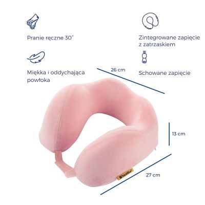 3. TRAVEL BLUE TRANQUILITY MEMORY FOAM TRAVEL PILLOW, PINK
