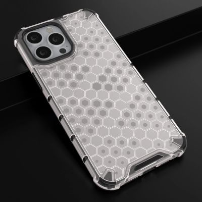 14. Honeycomb Case armor cover with TPU Bumper for iPhone 13 Pro Max transparent