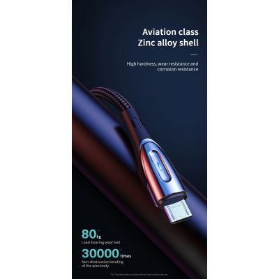 9. Joyroom Sharp Series S-M411 USB-A / micro USB 3A 2m Cable with Charging Indicator - Black