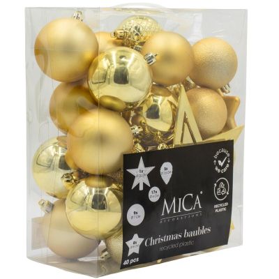 5. DECORATIVE PLASTIC BAUBLE SAFE 40 PCS GOLD MICA