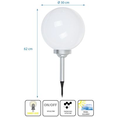 14. SOLAR LAMP MILK GLOBE 30x62CM