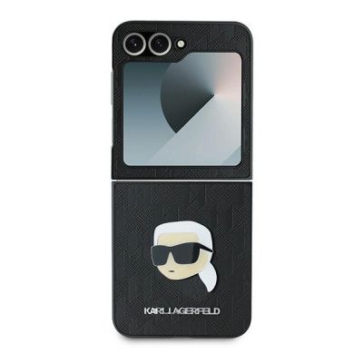 2. Karl Lagerfeld Saffiano Monogram Case for Samsung Galaxy Z Flip 6 - Black