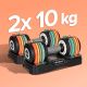 5. REBEL ACTIVE AUTOMATICALLY ADJUSTABLE CAST IRON DUMBBELLS, SET 2X10 KG, 1 KG STROKES RBA2335