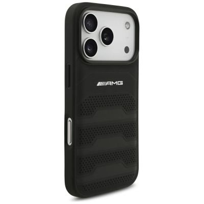4. Mercedes AMG Leather Debossed Lines Logo case for iPhone 18 Pro / 17 Pro - black