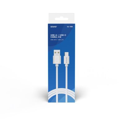 2. SAVIO USB-A – USB-C CABLE, 3 M, WHITE, CL-168