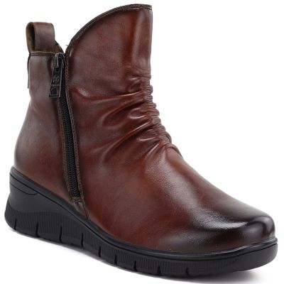 5. Women's brown leather wedge ankle boots Vinceza 133117