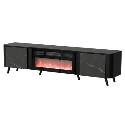 VOLARE TV cabinet 200x39x49 black/san sebastian + fireplace