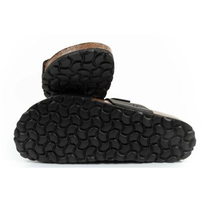 9. Bio Bio men's slippers, profiled flip-flops, natural leather, black