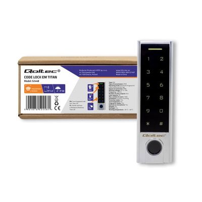 10. QOLTEC TITAN TOUCH CODE LOCK WITH FINGERPRINT READER | RFID | BT 4.0 | CODE | CARD | KEYRING | BELL | IP68