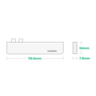11. HUB Ugreen 60559 2x USB-C / USB-C PD (Thunderbolt 3, 100W, 4K 60 Hz, 10 Gbps) / HDMI 4K 30 Hz / 3x USB 3.0 for MacBook Pro / Air - Gray