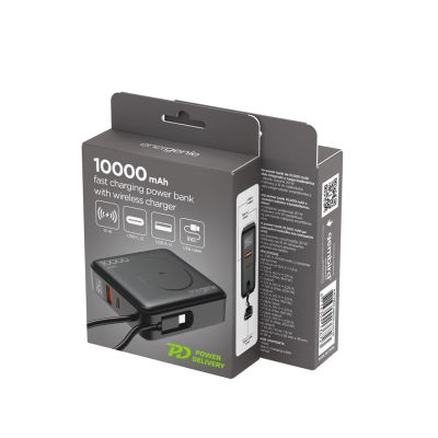 5. GEMBIRD POWERBANK 10000 mAh, 20W FAST CHARGING, WIRELESS CHARGING BLACK