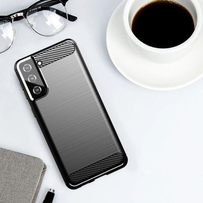 5. Carbon Case Flexible Cover TPU Case for Samsung Galaxy S21+ 5G (S21 Plus 5G) black