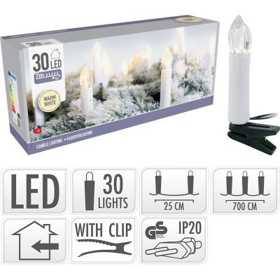 14. CHRISTMAS TREE LIGHTS LIGHT CHAIN CANDLES 30 LED WARM WHITE