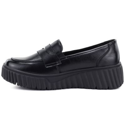 4. Black leather wedge moccasin shoes Vinceza 133135