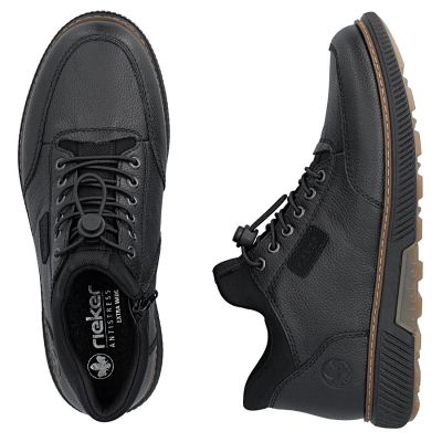 5. Men's leather ankle boots, warm and comfortable, black, Rieker B3356-00