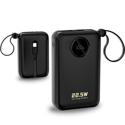6. Dudao K14+ Powerbank 20000mAh 22.5W USB-C / USB-A / Built-in Lightning and USB-C Cables - Black