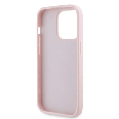 7. Karl Lagerfeld Diagonal Quilted Script case for iPhone 14 Pro - pink