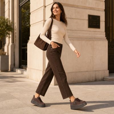 12. Women's brown leather platform shoes Filippo 6246