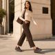 12. Women's brown leather platform shoes Filippo 6246