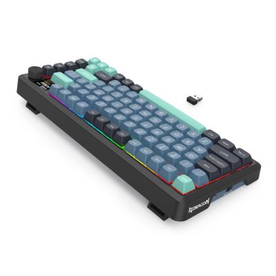 8. REDRAGON K724GBG-RGB-PRO Behemoth Keyboard USB + RF Wireless + Bluetooth Gray, Blue