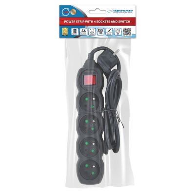 5. ESPERANZA POWER STRIP 4-SOCKET SWITCH 1.5M BLACK ELK212K