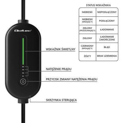 10. Mobile charger for electric cars EV with regulation 2 in 1 Type 2, 3.5kW, 230V, LCD, LED, 5m